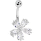 Clear CZ Gem Perfect Petals Flower Belly Ring