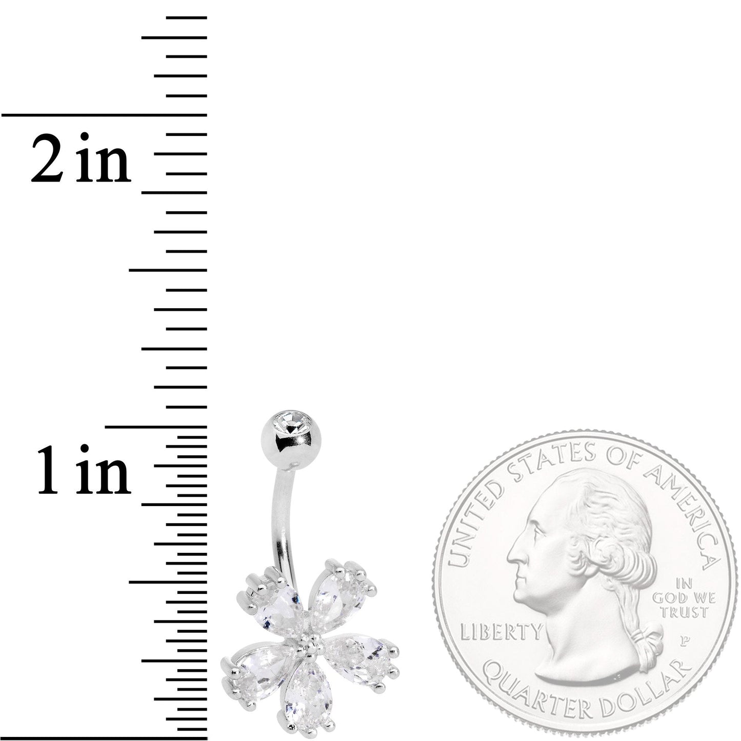 Clear CZ Gem Perfect Petals Flower Belly Ring