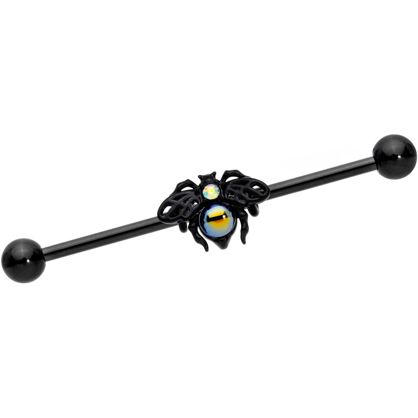 14 Gauge Aurora Gem Black Busy Bee Industrial Barbell 38mm