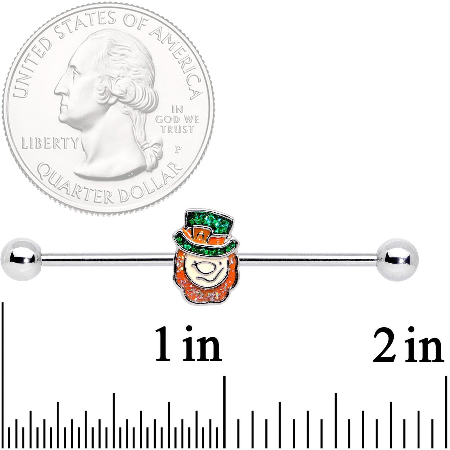 14 Gauge St Patricks Day Leprechaun Barbell Industrial 38mm