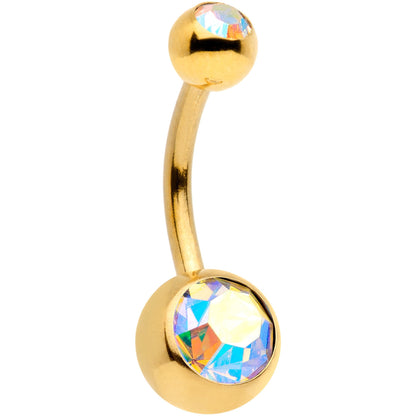 Aurora Gem Gold Tone Angel Wings Pink Confetti Belly Ring Set of 3