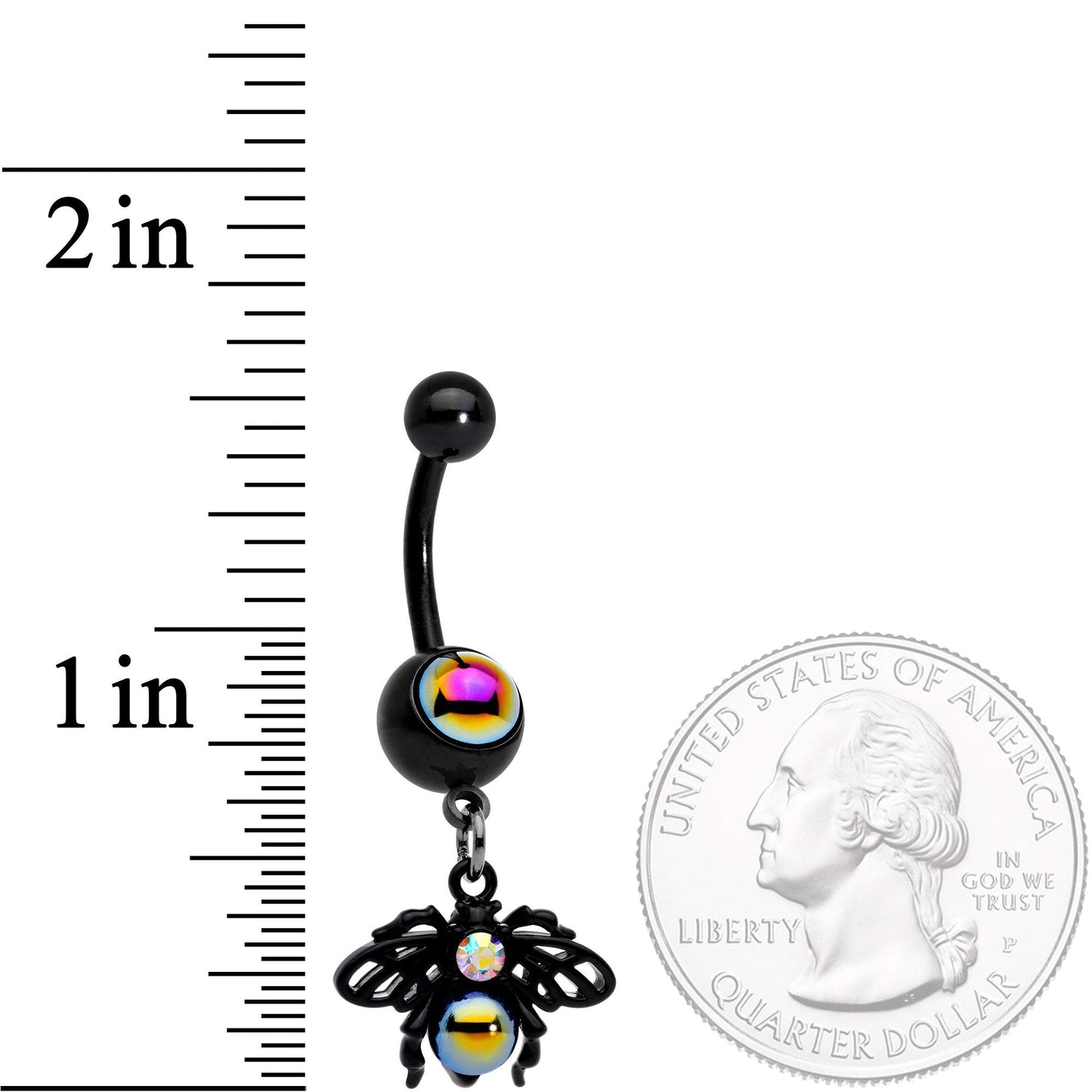 Aurora Gem Black Busy Busy Bee Dangle Belly Ring