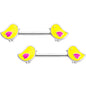 14 Gauge 5/8 Yellow Easter Chicks Barbell Nipple Ring Set