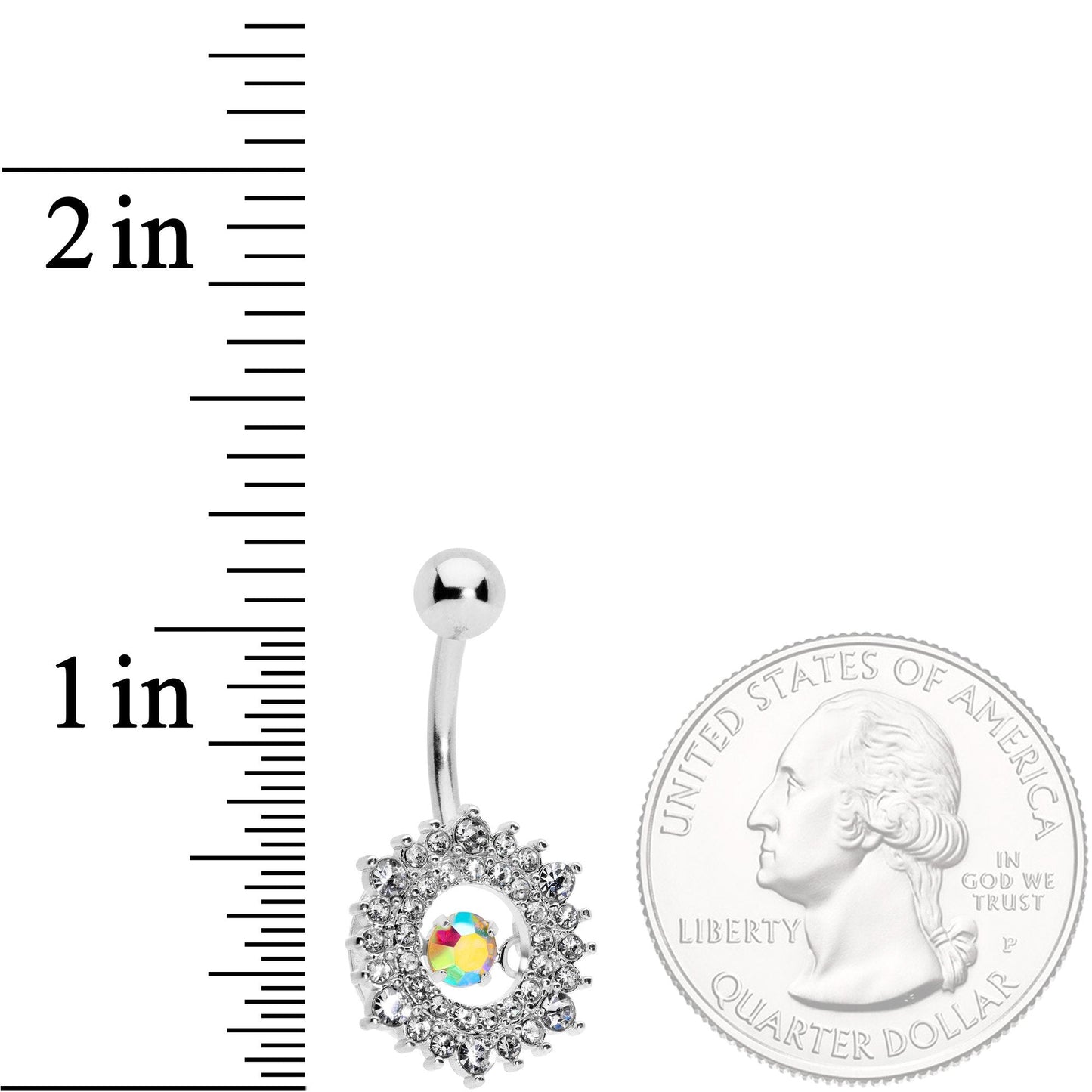 Clear Aurora Dangle Gem Sunburst Belly Ring