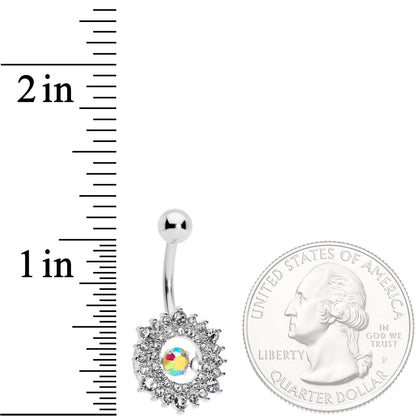 Clear Aurora Dangle Gem Sunburst Belly Ring