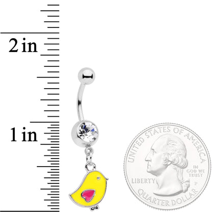 Clear Gem Yellow Easter Chick Dangle Belly Ring