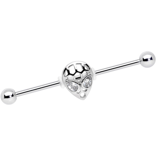 14 Gauge Clear CZ Gem Openwork Alien Industrial Barbell 38mm