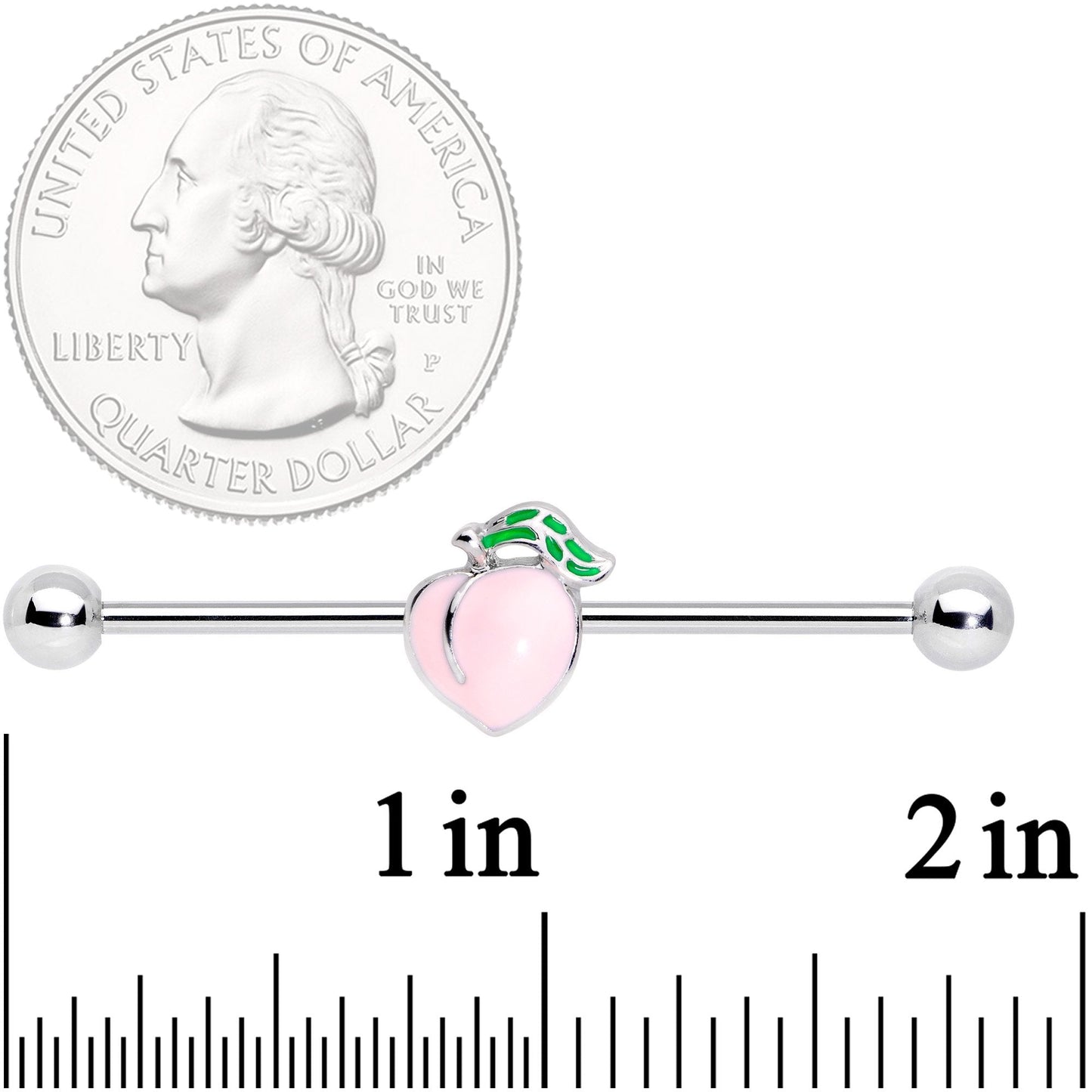 14 Gauge Sweet Sweet Pink Peach Industrial Barbell 38mm