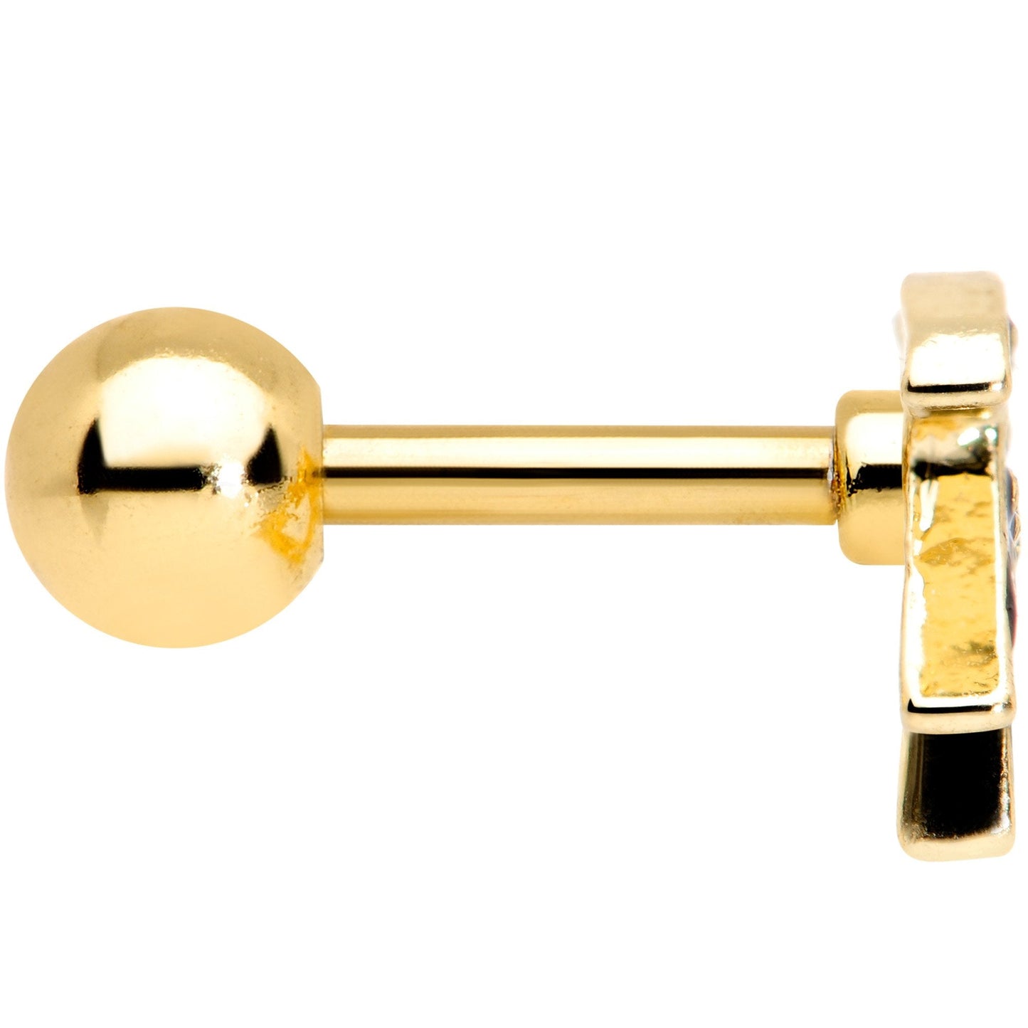 16 Gauge 1/4 Gold Tone Swallow Tattoo Black Bird Cartilage Tragus