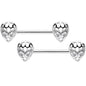 14 Gauge 9/16 Clear CZ Openwork Alien Barbell Nipple Ring Set