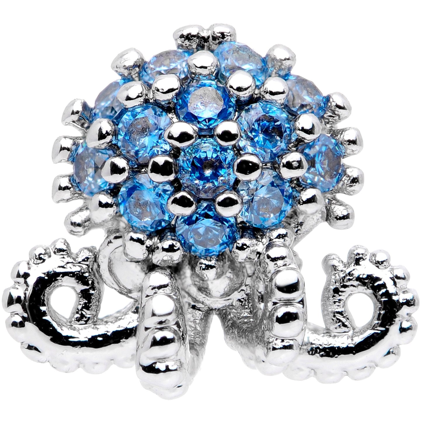 16 Gauge 5/16 Blue CZ Gem Ocean Jellyfish Labret Monroe Tragus