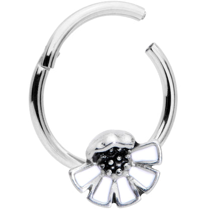 16 Gauge 3/8 White Blooming Blossom Hinged Segment Ring