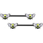 14 Gauge 9/16 Black Blissful Bumblebee Barbell Nipple Ring Set