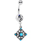 Blue Synthetic Opal Scrolling Rhombus Dangle Belly Ring