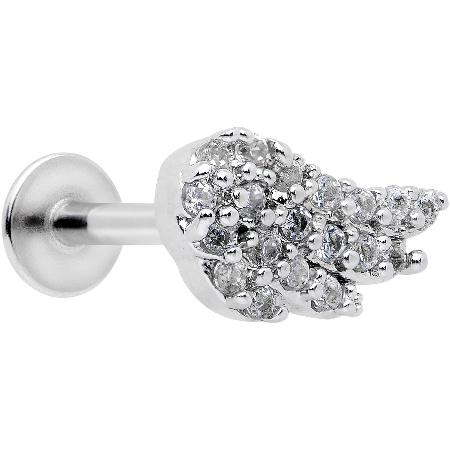 16 Gauge 5/16 Clear CZ Gem Angels Wing Labret Monroe Tragus