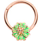 16 Gauge 3/8 Rose Gold Tone Green Flower Hinged Segment Ring