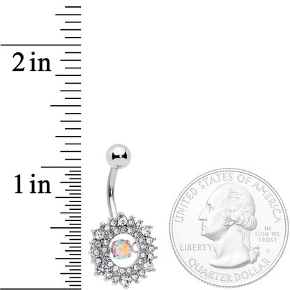 Clear Aurora Gem Pearlescent Purple Belly Ring Set of 3