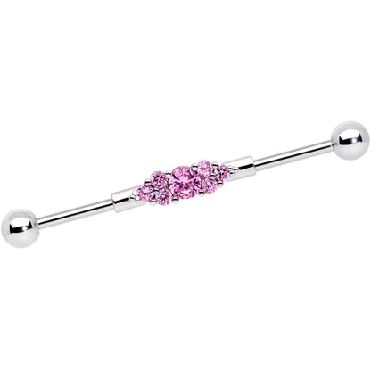 14 Gauge Pink CZ Gem Fashionista Industrial Barbell 38mm