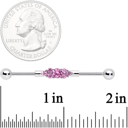 14 Gauge Pink CZ Gem Fashionista Industrial Barbell 38mm