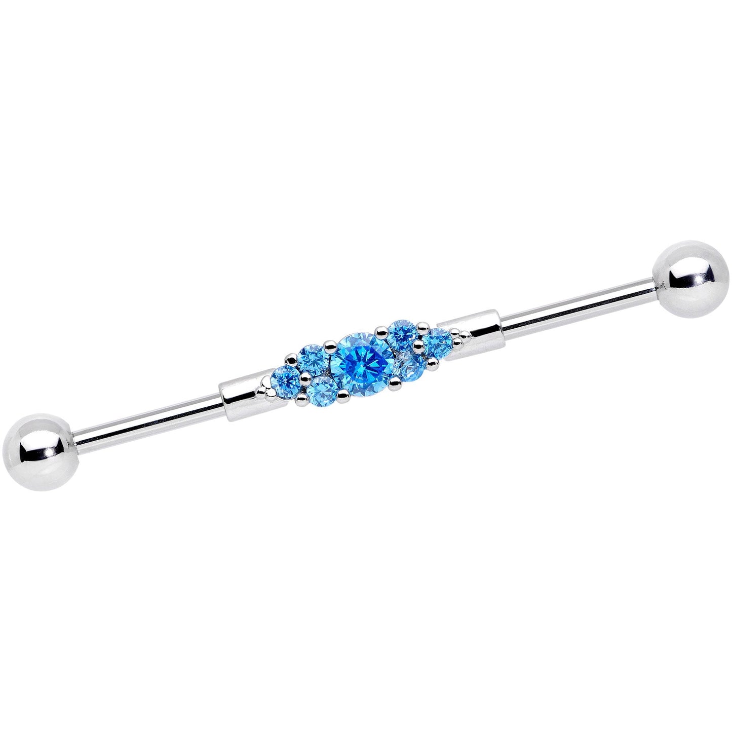 14 Gauge Aqua CZ Gem Fashionista Industrial Barbell 38mm