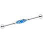 14 Gauge Aqua CZ Gem Fashionista Industrial Barbell 38mm