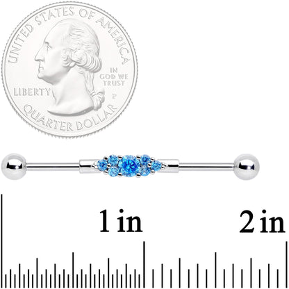 14 Gauge Aqua CZ Gem Fashionista Industrial Barbell 38mm