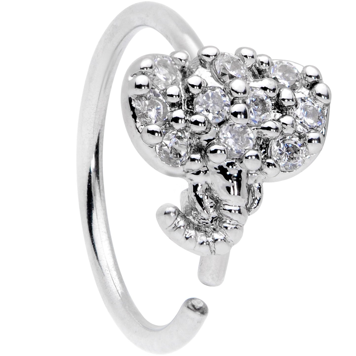 20 Gauge 5/16 Clear CZ Elegant Elephant Nose Hoop