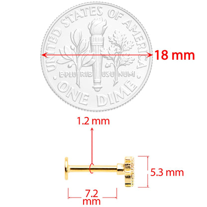 16 Gauge 5/16 Clear CZ Gem Gold Tone Tiny Dinosaur Labret Monroe Tragus