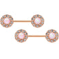 14 Gauge 9/16 White Faux Opal Rose Gold Tone Wreath Nipple Ring Set