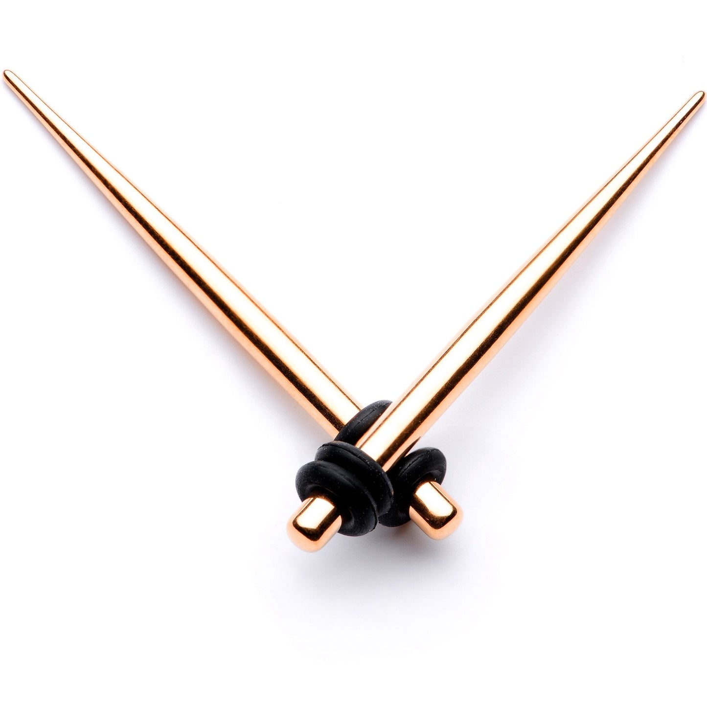 Rose Gold Tone Anodized Straight Taper Set Available in Sizes  14 Gauge to 00 Gauge