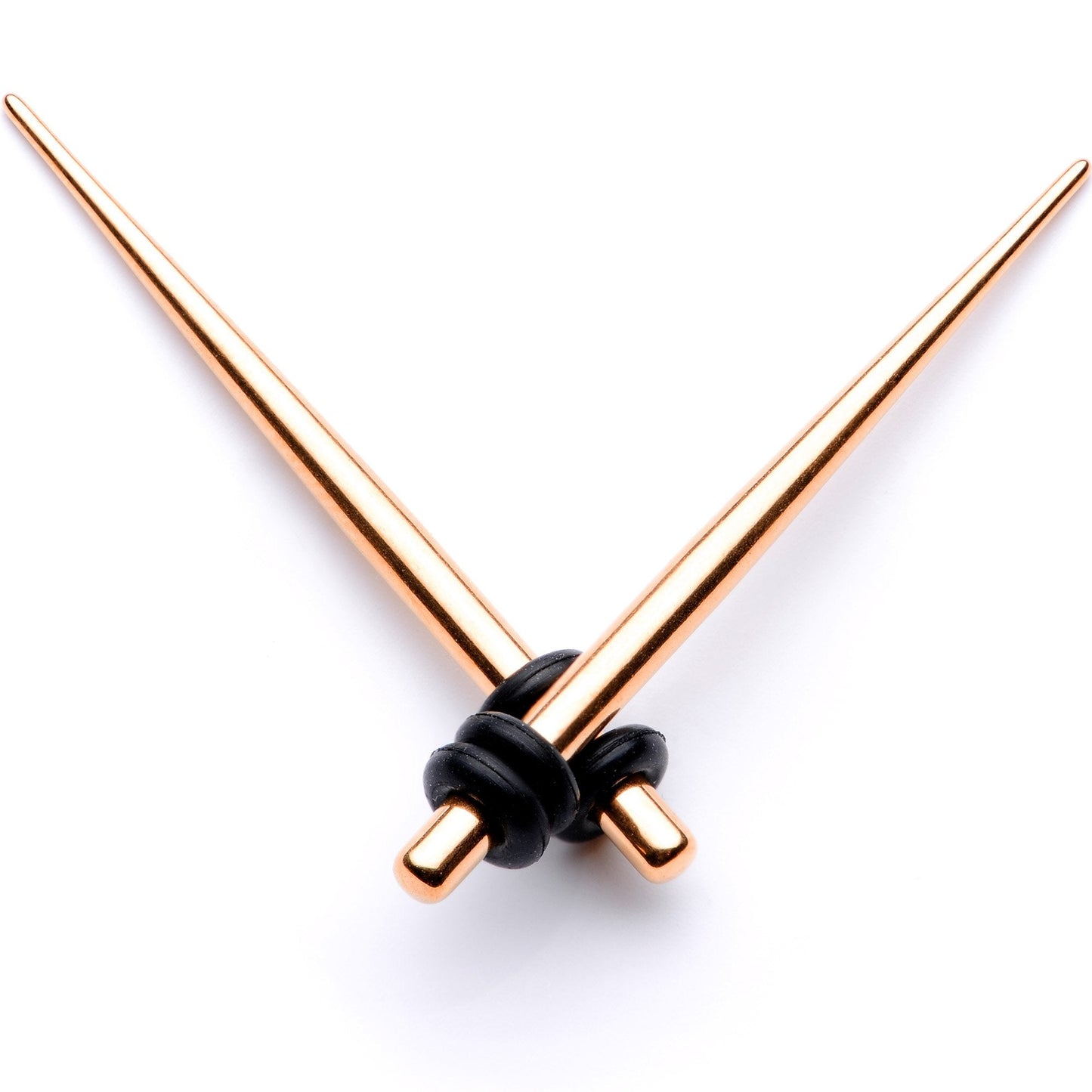 Rose Gold Tone Anodized Straight Taper Set Available in Sizes  14 Gauge to 00 Gauge