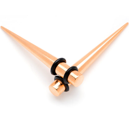 Rose Gold Tone Anodized Straight Taper Set Available in Sizes  14 Gauge to 00 Gauge