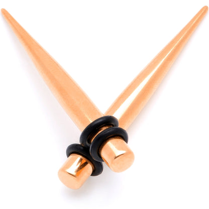 Rose Gold Tone Anodized Straight Taper Set Available in Sizes  14 Gauge to 00 Gauge