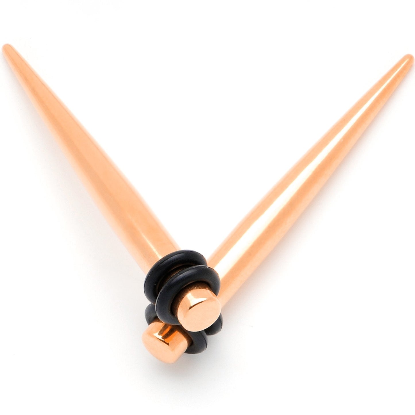 Rose Gold Tone Anodized Straight Taper Set Available in Sizes  14 Gauge to 00 Gauge
