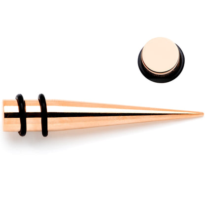 Rose Gold Tone Anodized Straight Taper Set Available in Sizes  14 Gauge to 00 Gauge