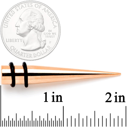 Rose Gold Tone Anodized Straight Taper Set Available in Sizes  14 Gauge to 00 Gauge
