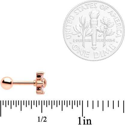 16 Gauge 1/4 Pink Clear CZ Gem Rose Gold Tone Star Tragus Set of 3