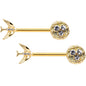 14 Gauge 9/16 Clear Gem Gold Tone Birds Nest Nipple Ring Set