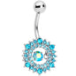 Aqua Gem Elegant Dance Wreath Belly Ring