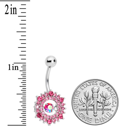Pink Gem Elegant Dance Wreath Belly Ring