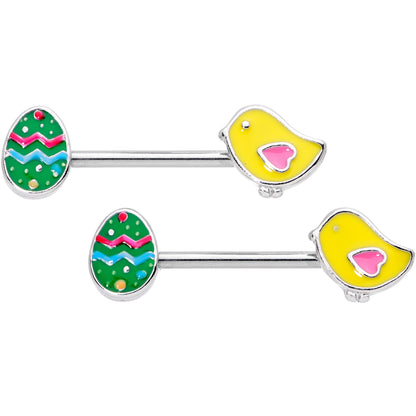 14 Gauge 5/8 Easter Egg and Chick Barbell Nipple Ring Set