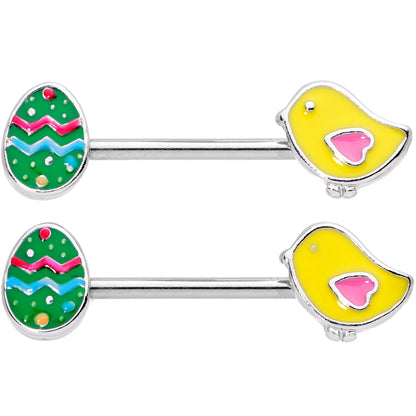 14 Gauge 5/8 Easter Egg and Chick Barbell Nipple Ring Set