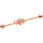 14 Gauge Clear Gem Rose Gold Tone Elephant Industrial Barbell 38mm