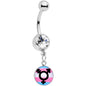 Clear Gem Pink Blue White Transgender Pride Logo Dangle Belly Ring