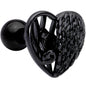 16 Gauge 1/4 Black Angels Wing Heart Tragus Cartilage Earring