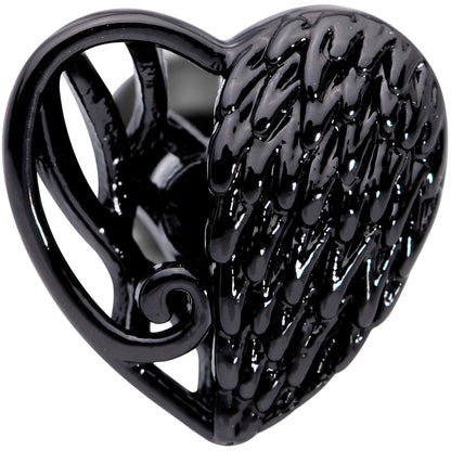 16 Gauge 1/4 Black Angels Wing Heart Tragus Cartilage Earring