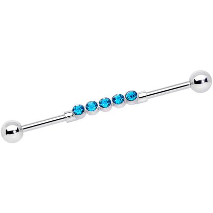 14 Gauge Aqua CZ Gem Quintuplet Industrial Barbell 38mm