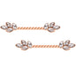 14 Gauge Clear Gem Rose Gold Tone Leaf Twisted Barbell Nipple Ring Set