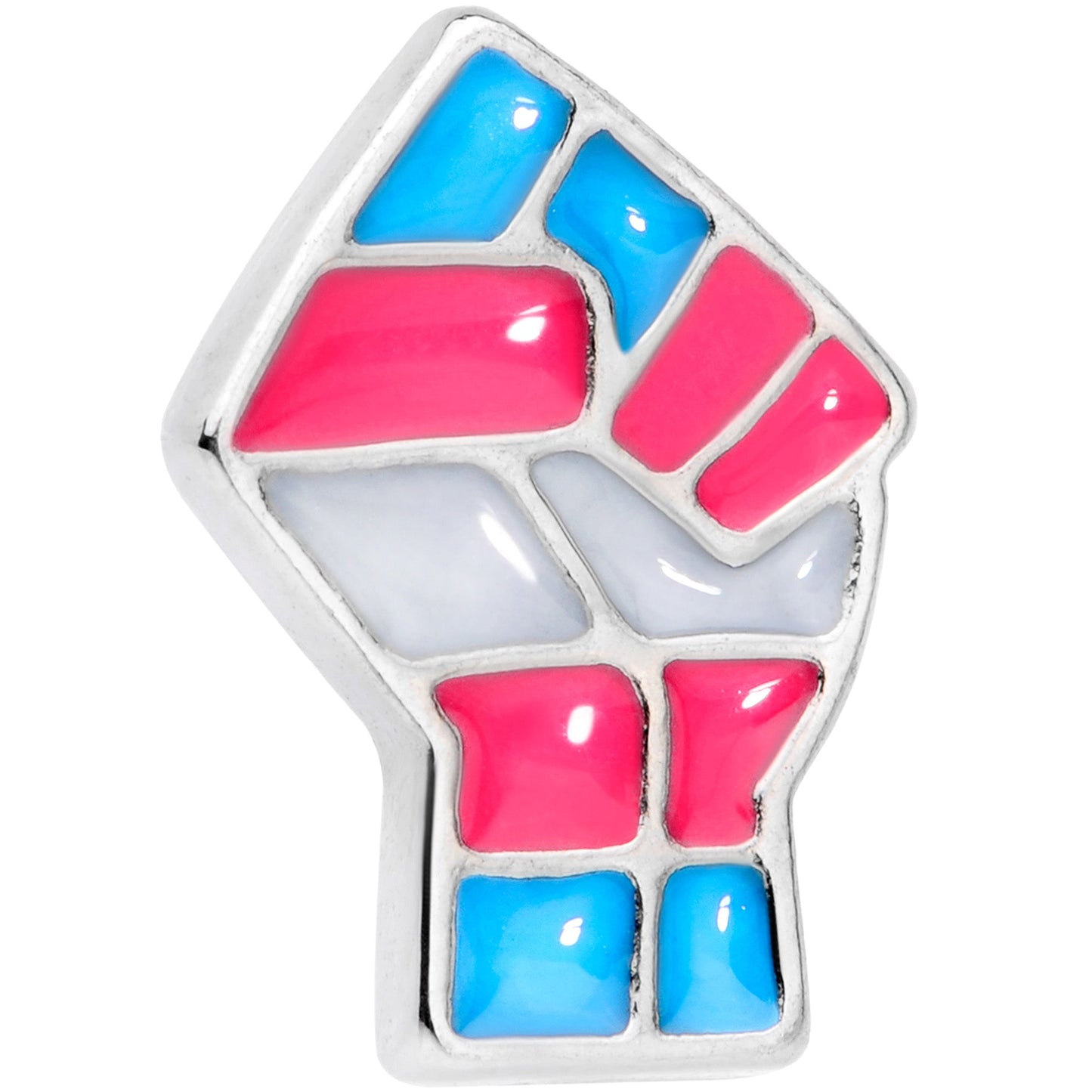 Pink White Blue Transgender Pride Fist Barbell Tongue Ring