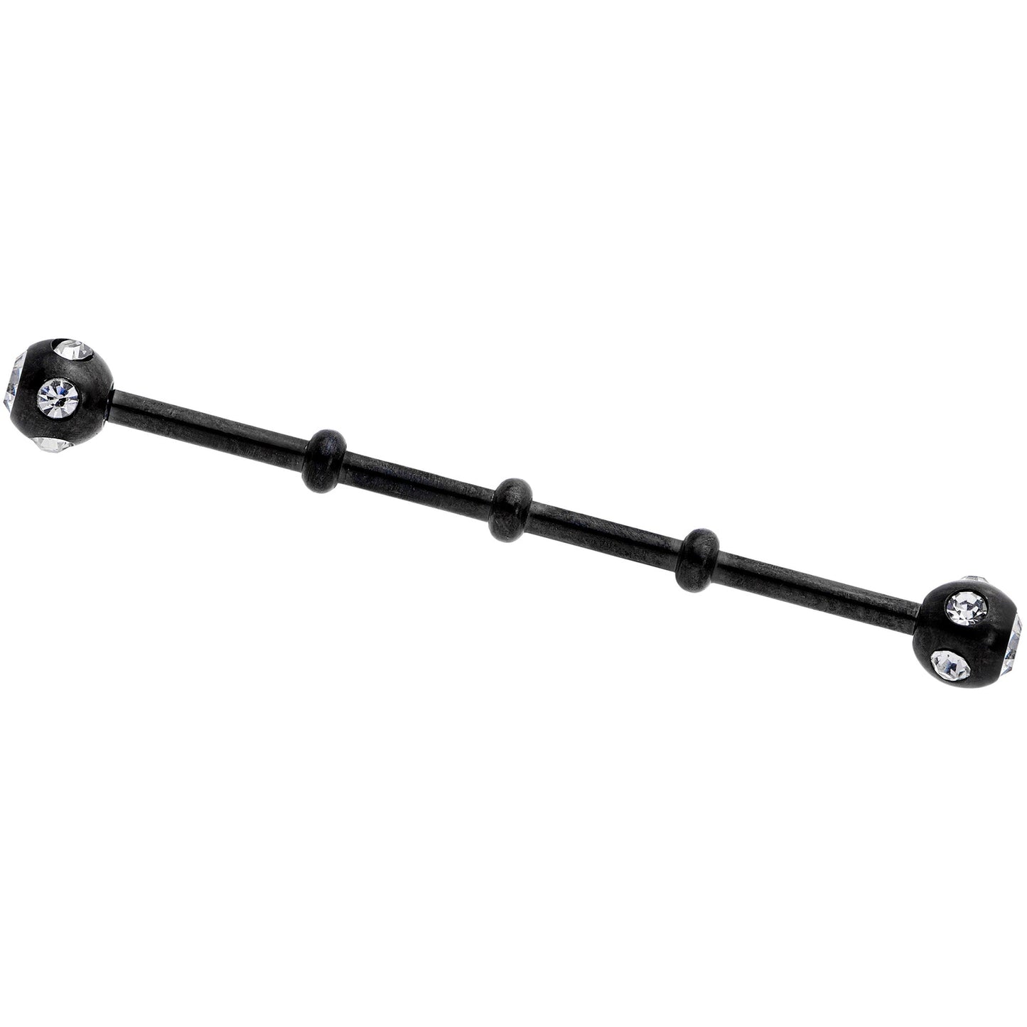 14 Gauge Clear Gem Black Industrial Barbell 38mm